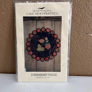 Lake View Primitives Wool Penny Rug Strawberry Fields Applique Folk Art Pattern